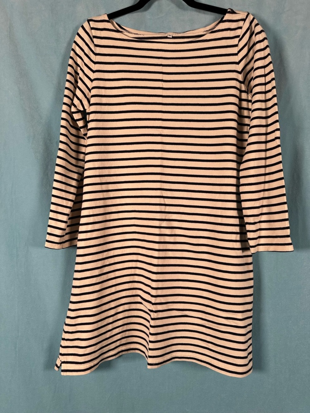 Striped Boatneck Tunic Dress - White & Black